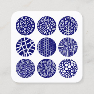 Carte De Visite Carré Cercles décorés - bleu foncé