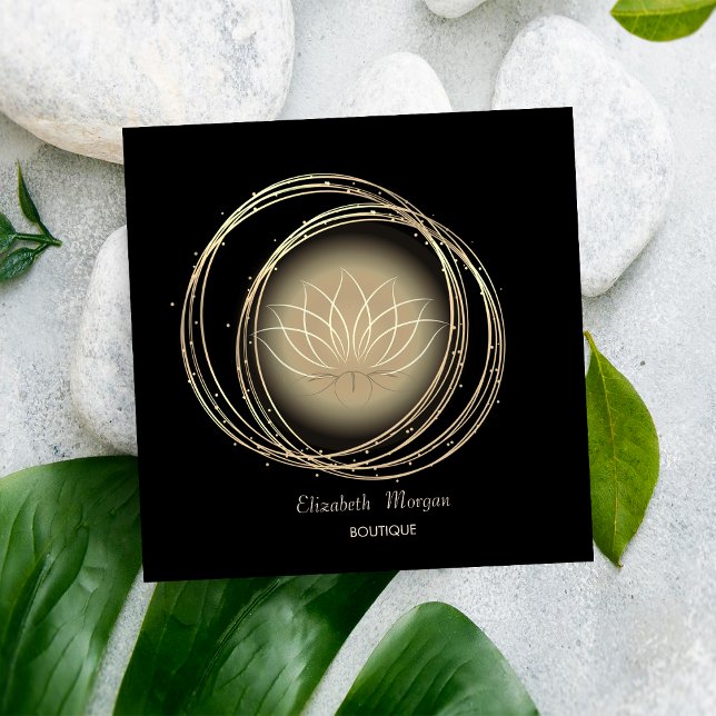 Carte De Visite Carré Cercles Or Élégant Moderne Lotus (Créateur téléchargé)