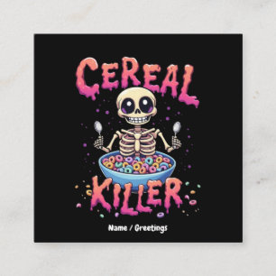 Carte De Visite Carré Cereal Killer Breakfast Funky Cereal Bowl Skeleton