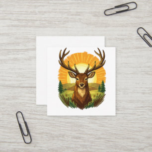 Carte De Visite Carré Cerf avec bois Cadeau de chasseur de forêt au couc