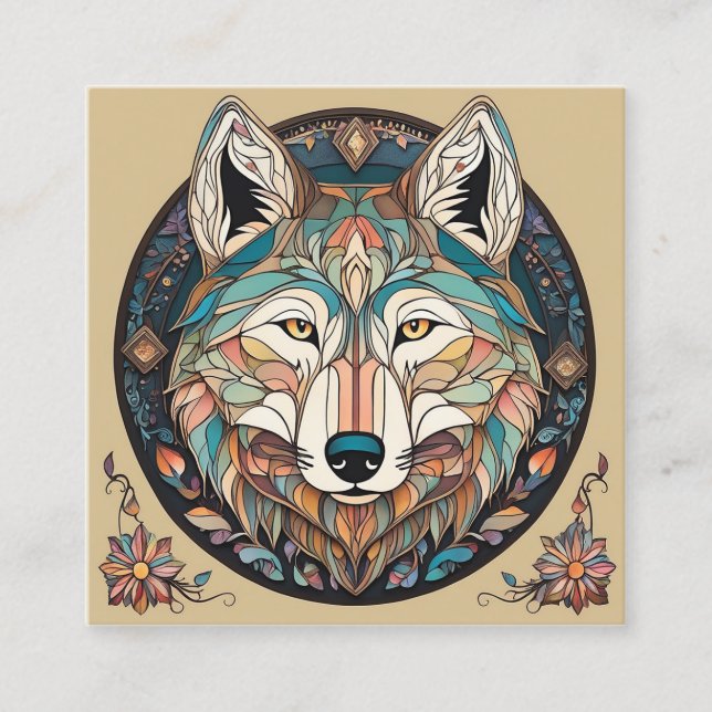 Carte De Visite Carré C'est une illustration dessinée à la main d'un pet (Devant)