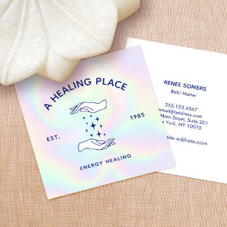 Carte De Visite Carré Chakra Healer Reiki Praticien Mains