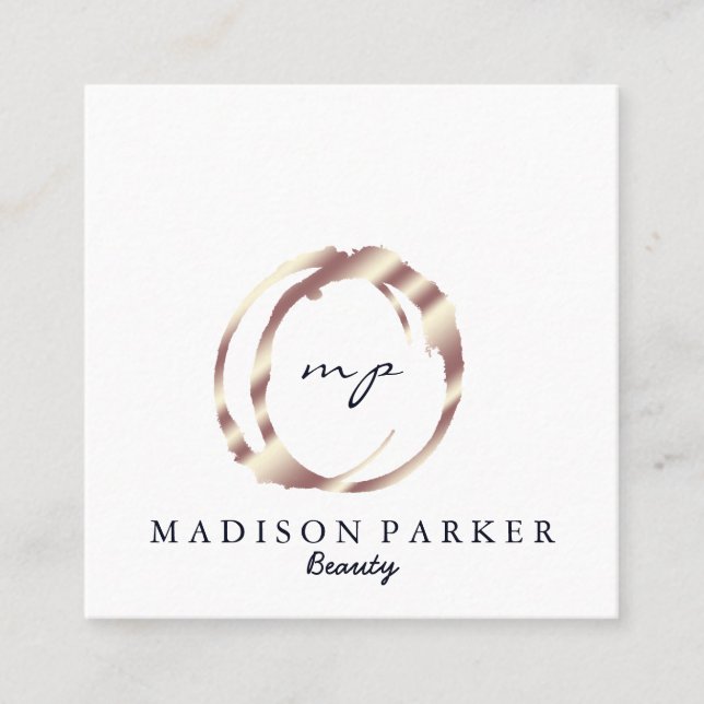 Carte De Visite Carré Champagne Elégante Moderne Beauté Abstraite Stylis (Devant)