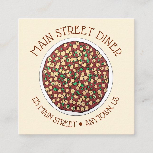 Carte De Visite Carré Chana Masala Chole Indien nourriture Plat de pois  (Devant)