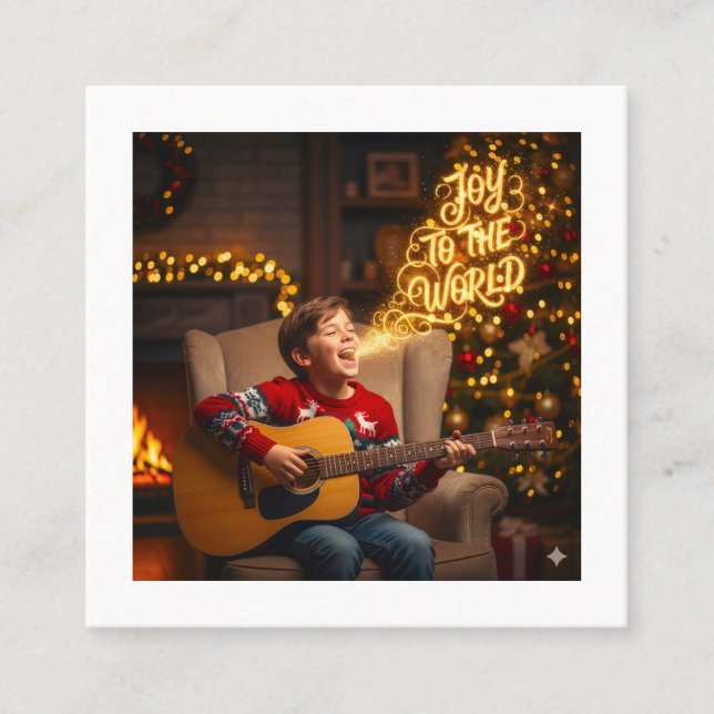 CARTE DE VISITE CARRÉ CHANSON DE NOËL THÈME ENFANTS CHANTANT (Devant)