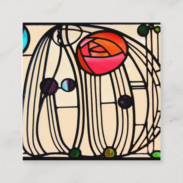 Carte De Visite Carré Charles Rennie Mackintosh Vitrail (Devant)