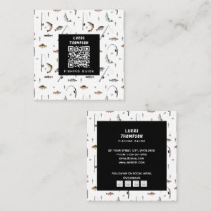 Carte De Visite Carré Chartes de guide de pêche professionnelle Code QR