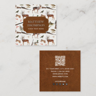 Carte De Visite Carré Chasseur de faune à l'extérieur QR Code médias soc