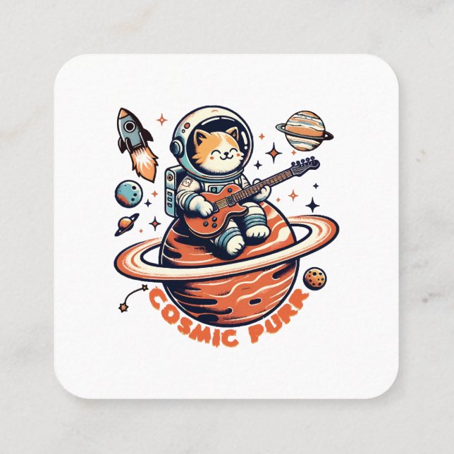 Carte De Visite Carré Chat guitariste Astro (Dos)