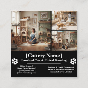 Carte De Visite Carré Chatterie professionnelle personnalisable et éleve
