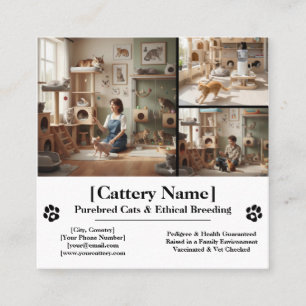 Carte De Visite Carré Chatterie professionnelle personnalisable et éleve