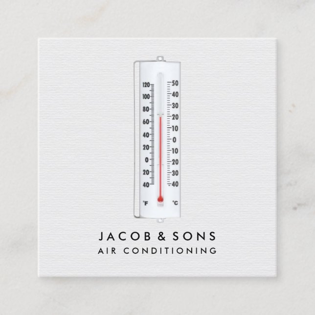 Carte De Visite Carré Chauffage Ventilation Climatisation HVAC (Devant)