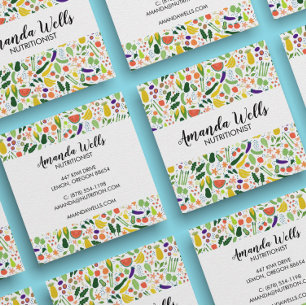 Carte De Visite Carré Chef nutritionniste Entraîneur Unique Légumes Art