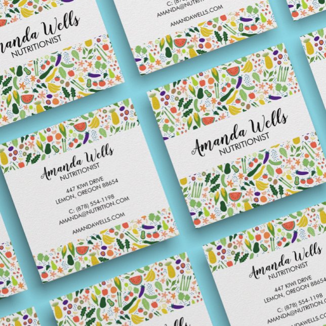 Carte De Visite Carré Chef nutritionniste Entraîneur Unique Légumes Art (Créateur téléchargé)