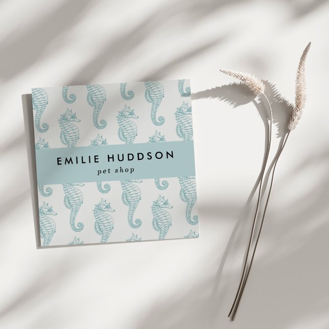 Carte De Visite Carré Chevaux de mer tropicaux, Boutique de poissons, Bo (Créateur téléchargé)