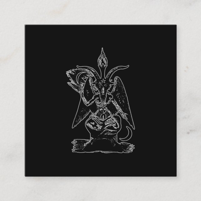 Carte De Visite Carré Chèvre Satan Black Magie Lucifer Occult Cadeau (Devant)
