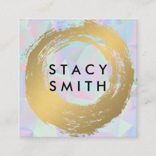 Carte De Visite Carré Chic Faux Gold brossé   Arrière-plan géométrique r