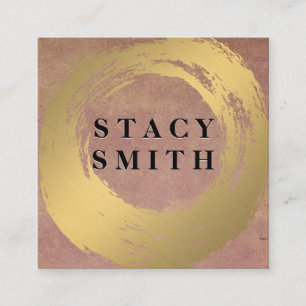 Carte De Visite Carré Chic Faux Gold brossé Arrière - plan texturé