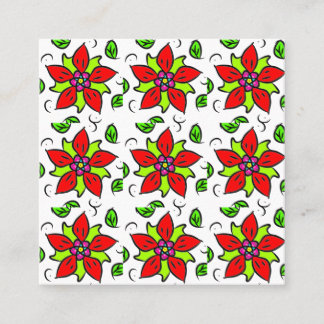 Carte De Visite Carré Chic floral rouge