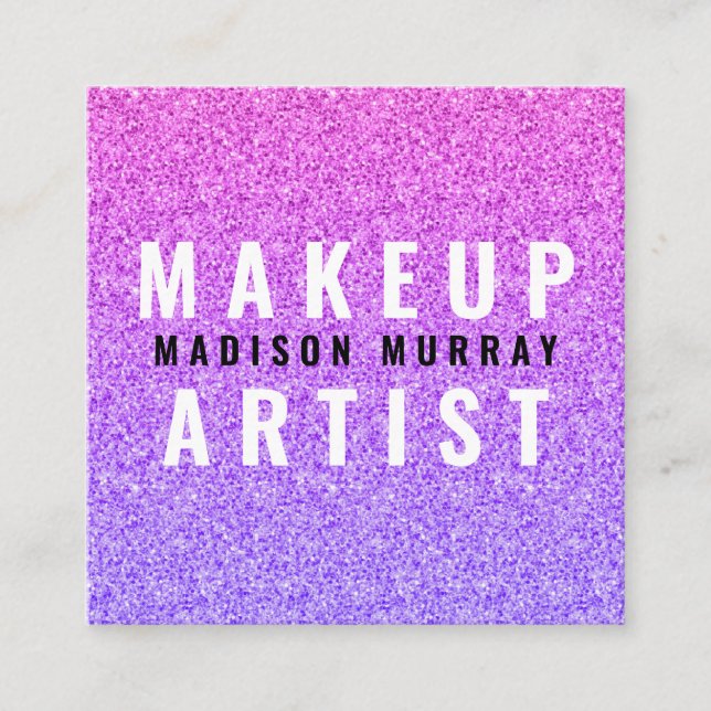 Carte De Visite Carré Chic Glam Lilac Purple Parties scintillant Ombre m (Devant)