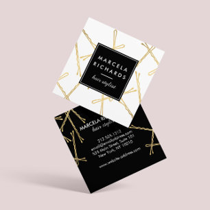 Carte De Visite Carré Chic Gold Bobby Pins Hair Styliste Salon