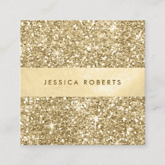 Carte De Visite Carré Chic Gold Parties scintillant Motif de mode
