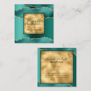 Carte De Visite Carré Chic Gold Turquoise Parties scintillant Mode moder