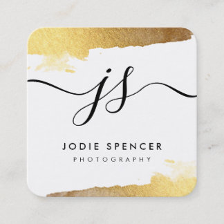 Carte De Visite Carré CHIC LOGO élégant joli glamour marque d'encre or