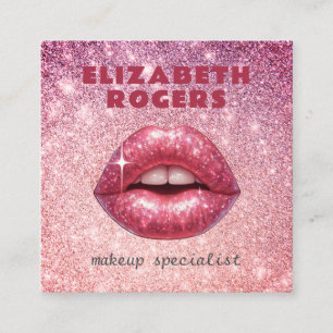 Carte De Visite Carré Chic moderne maquillage professionnel Artiste QR C