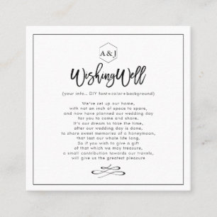 Carte De Visite Carré Chic+Moderne Mariage de script Wishing Well Cards