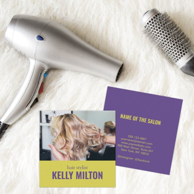 Carte De Visite Carré Chic Personnaliser Photo Coiffeur Barber Salon (Créateur téléchargé)
