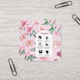 Carte De Visite Carré Chic rose Boho Tropical Bohème Aquarelle Bohème Fl