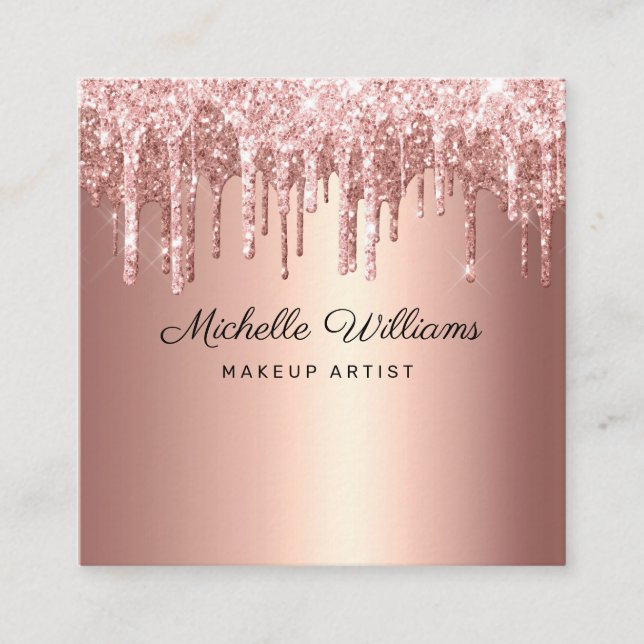 Carte De Visite Carré Chic Rose Gold Driving Parties scintillant Profess (Devant)