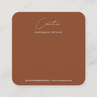 Carte De Visite Carré Chic Terracotta Handwritten Script Jewelry Display
