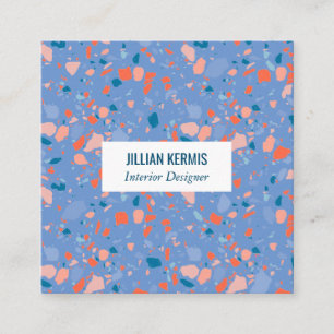 Carte De Visite Carré Chic terrazzo élégant bleu perwinkle