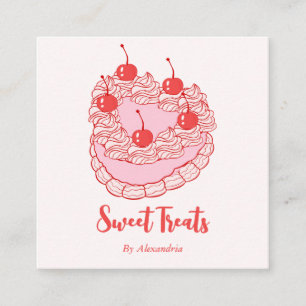 Carte De Visite Carré Chic Vintage Heart Cake boulangerie Chef