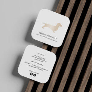 Carte De Visite Carré chien Dachshund d'or Walker Trainer Chiot assis