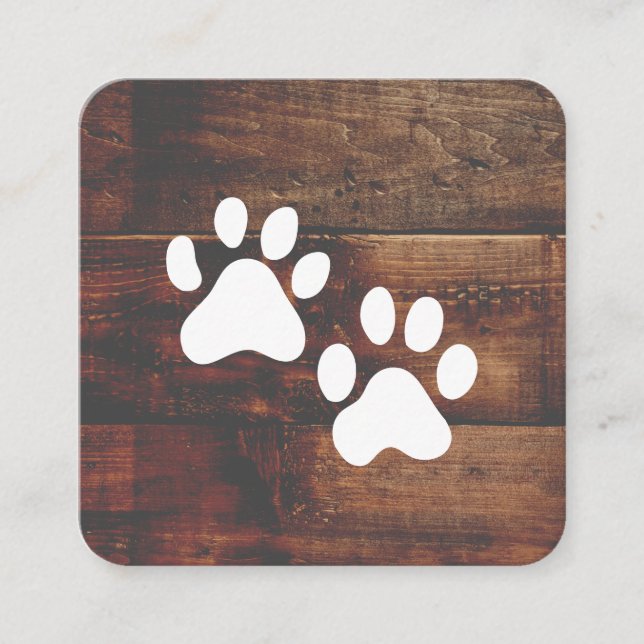 Carte De Visite Carré Chien Groomer | Formateur | Pâtes | Bois (Devant)