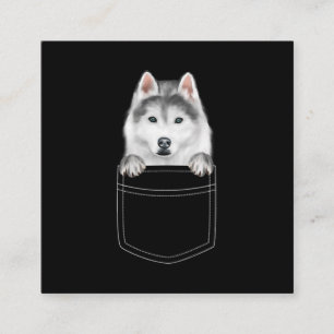 Carte De Visite Carré Chien Sibérien Husky À Poche Drôle cadeau de l'am