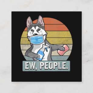 Carte De Visite Carré Chien Vintage Funny Husky Sibir Ew People Chien