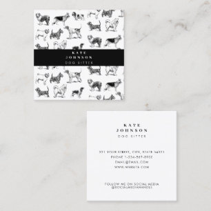 Carte De Visite Carré Chiens vintages Groomer Chiens Animaux Spas Salon