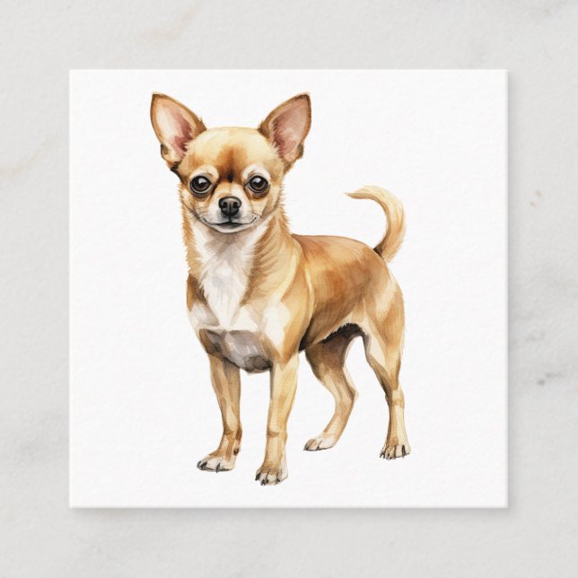 Carte De Visite Carré Chihuahua clipart d'aquarelle Chihuahua chien (Devant)