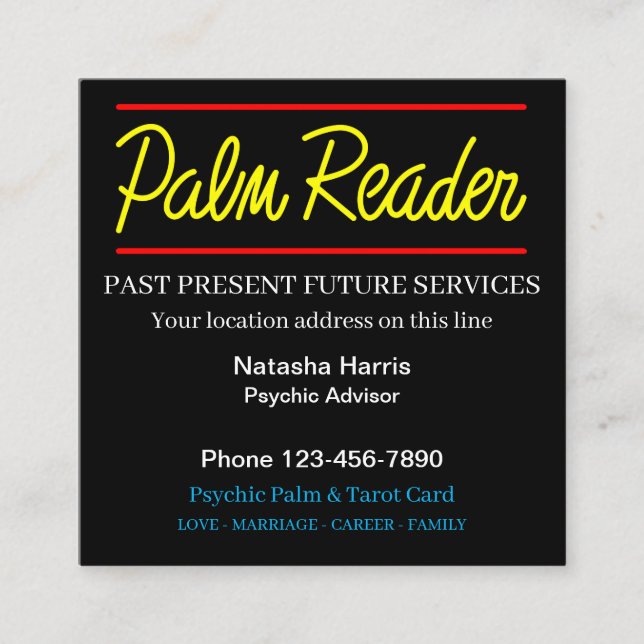 Carte De Visite Carré Chiromancienne psychique (Devant)