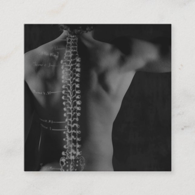 Carte De Visite Carré Chiropractie de photo de recouvrement de dessin (Devant)