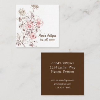 Carte De Visite Carré Chocolat Rose antique Mauve Brown