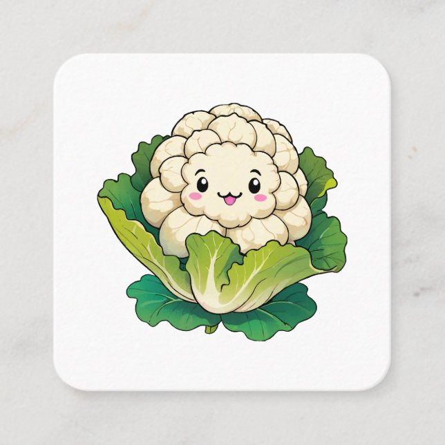 Carte De Visite Carré Chou-fleur Kawaii (Devant)