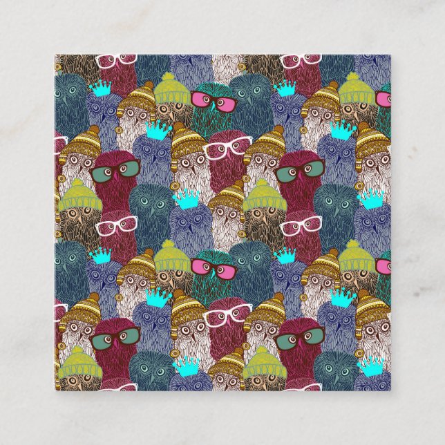 Carte De Visite Carré Chouette dans la couronne (Devant)