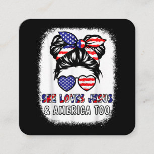 Carte De Visite Carré Christian Girl aime Jésus & Amérique Chemise 4 Jui