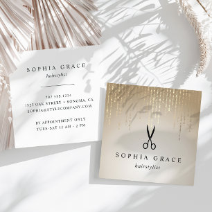 Carte De Visite Carré Ciseaux coiffeurs Golden Rain