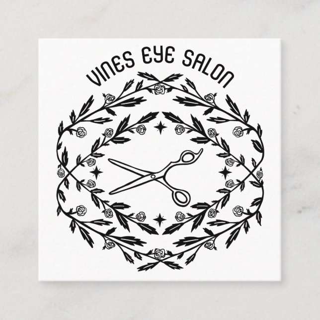 Carte De Visite Carré Ciseaux de cheveux Vins Rose Magique Boho QR Socia (Devant)